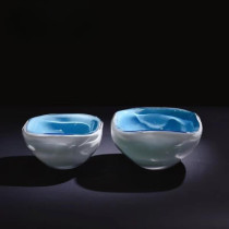 Bowl de Cristal Zeke Azul e Branco