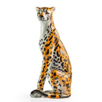 Escultura De Porcelana Cheeta Sentada G 