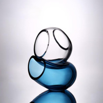 Vaso de Cristal Canouan Azul 20cm