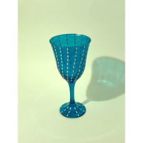Taça Lírio Tracejada Murano Azul Turquesa